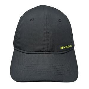 Mission Strapback Baseball Cap Black One Size Adjustable Embroidered Polyester